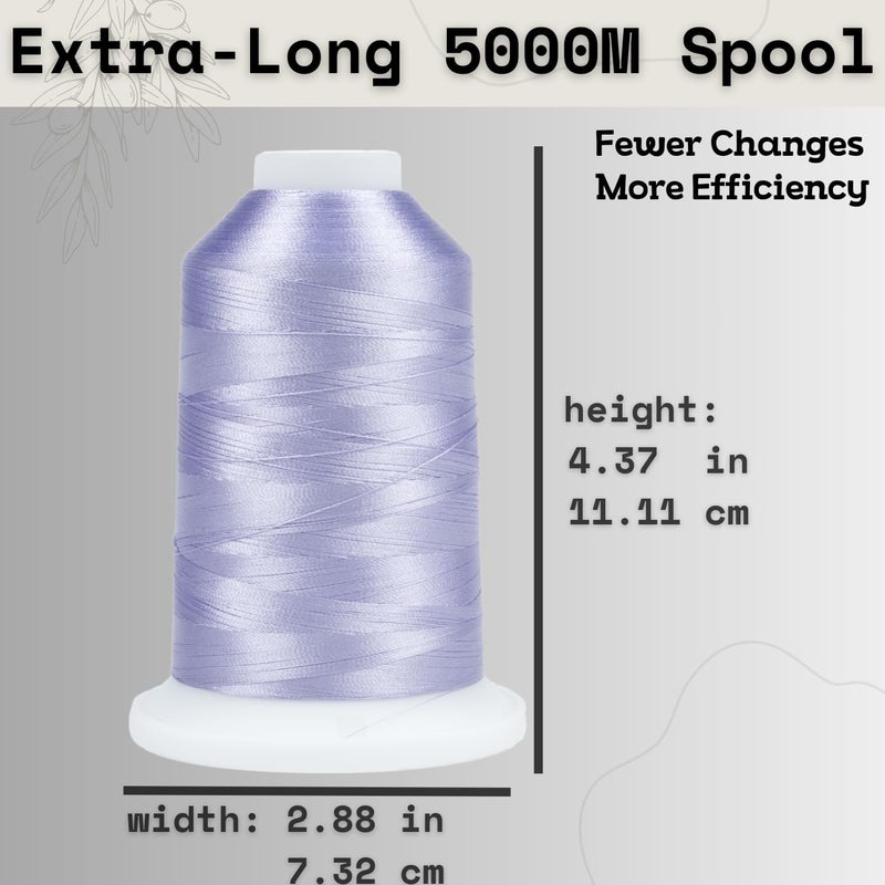 simthread Trilobal Polyester Thread – 5000M (5500yds) No.40 – Super Sheen, Tangle-Free – Built-in Thread Lock Spool – Compatible with Brother, Singer, Janome & More, Lavender-804 - Image 3